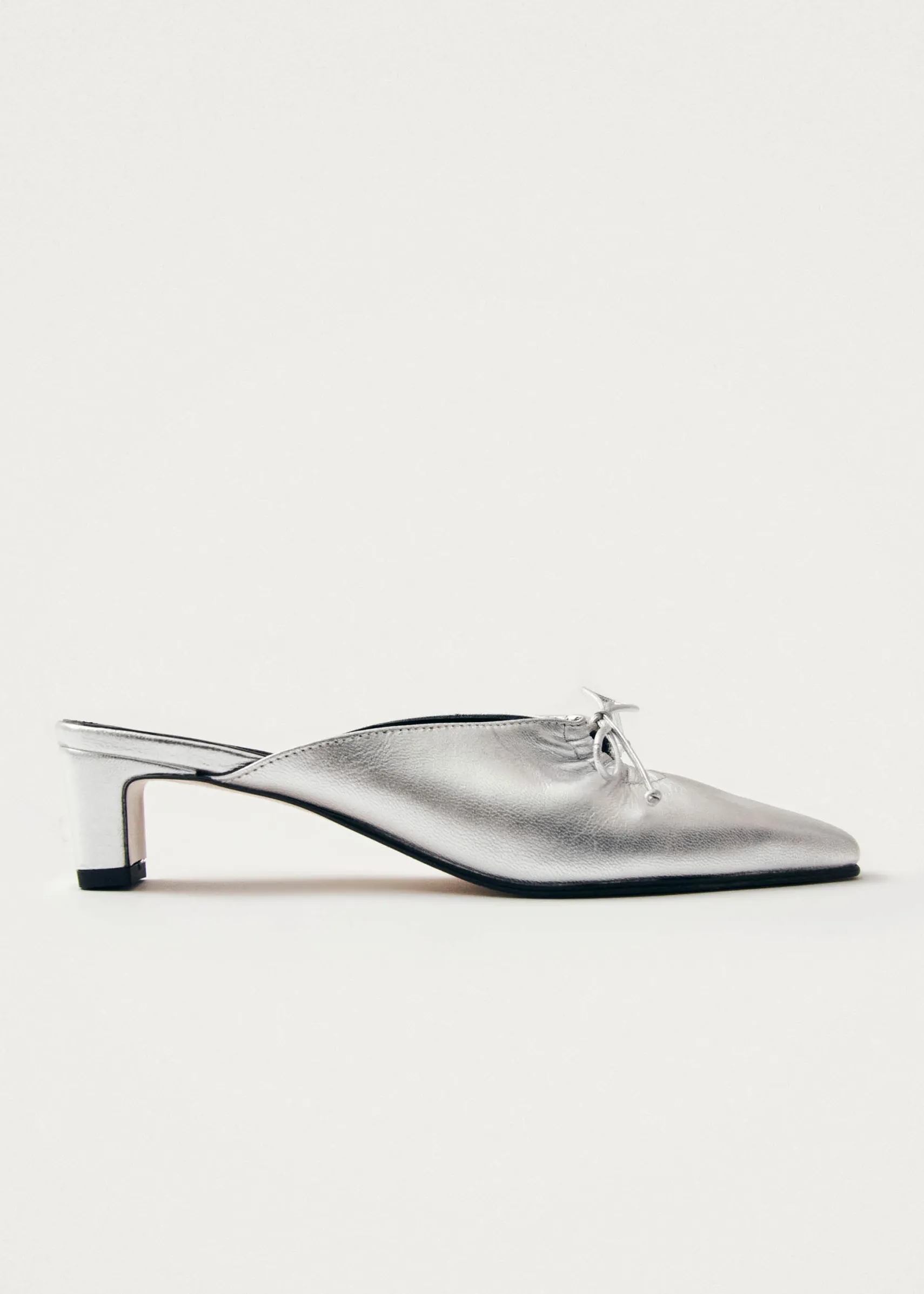 ALOHAS Amar Shimmer Silver Leather Mules