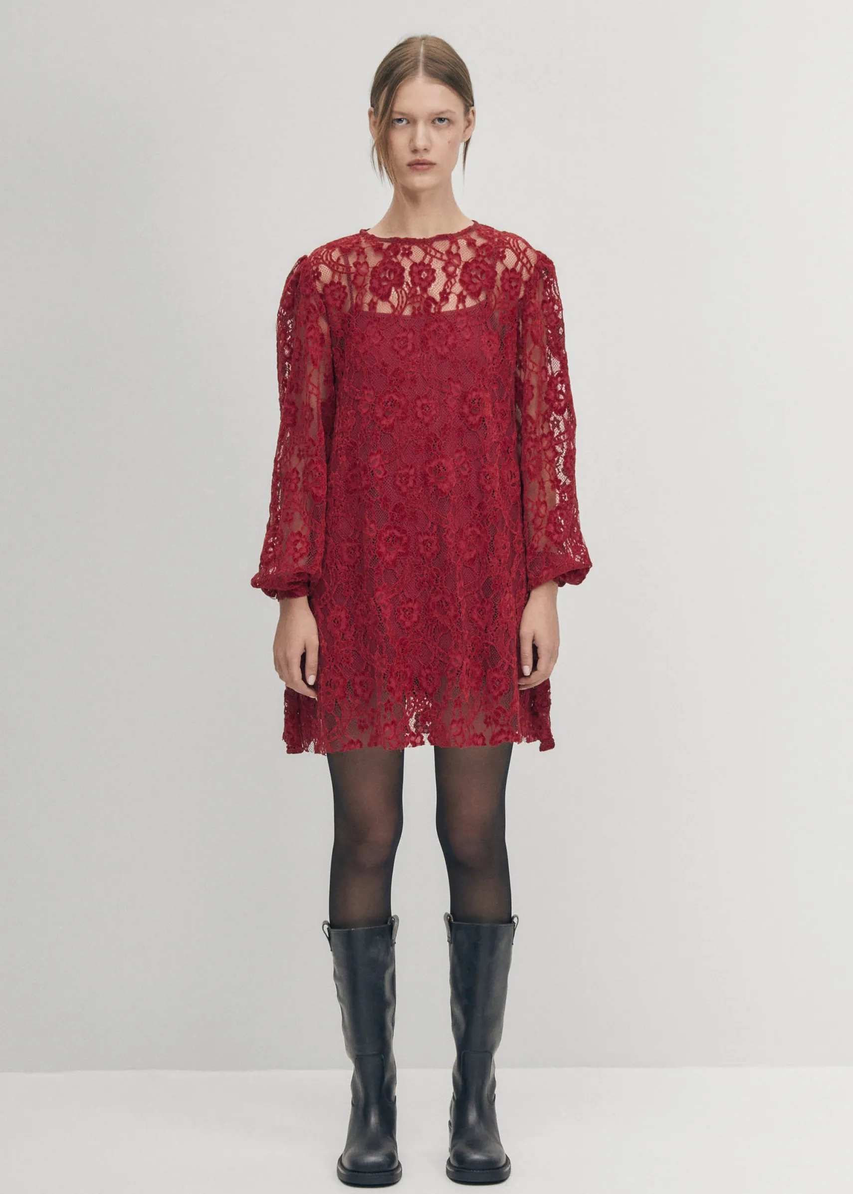 ALOHAS Dablon Lace Wine Dress