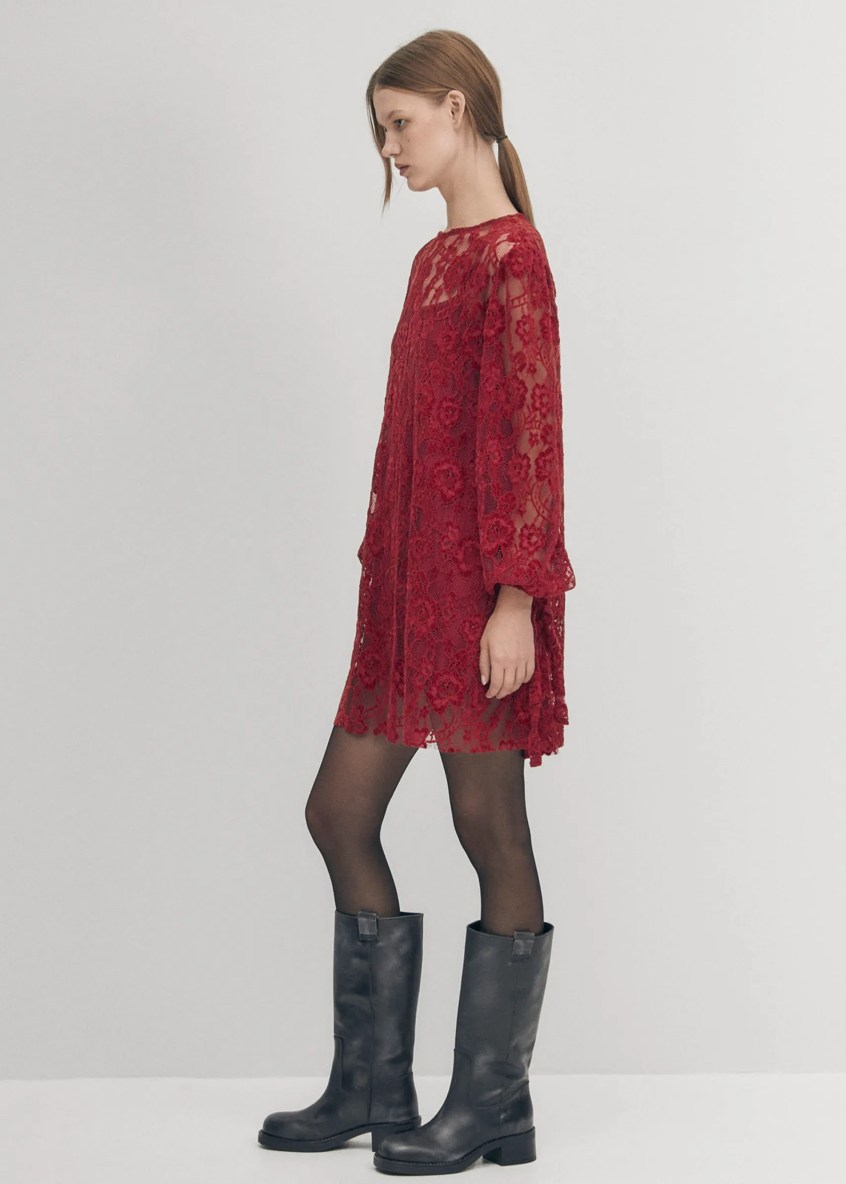 ALOHAS Dablon Lace Wine Dress