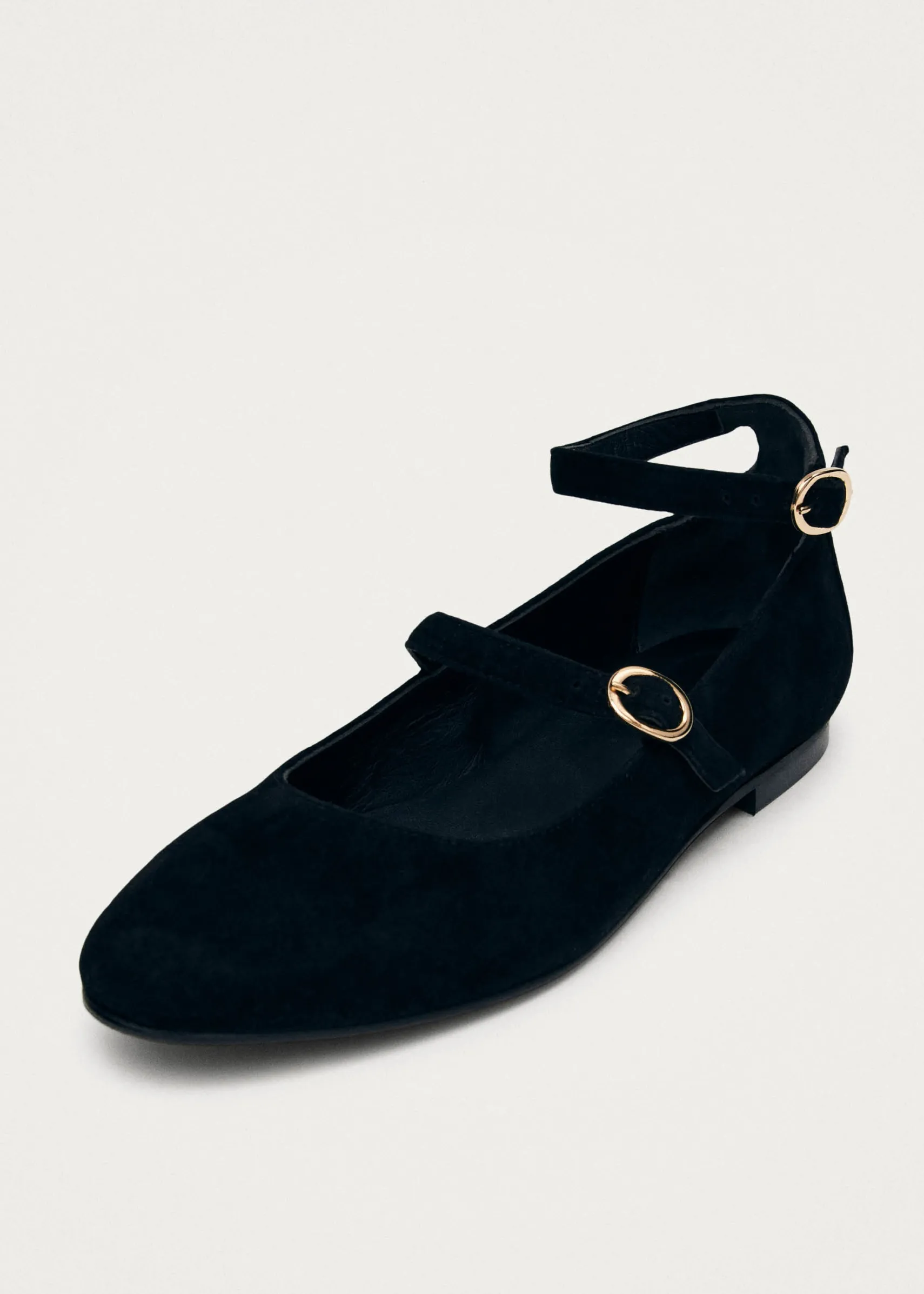 ALOHAS Evelyn Suede Black Leather Ballet Flats