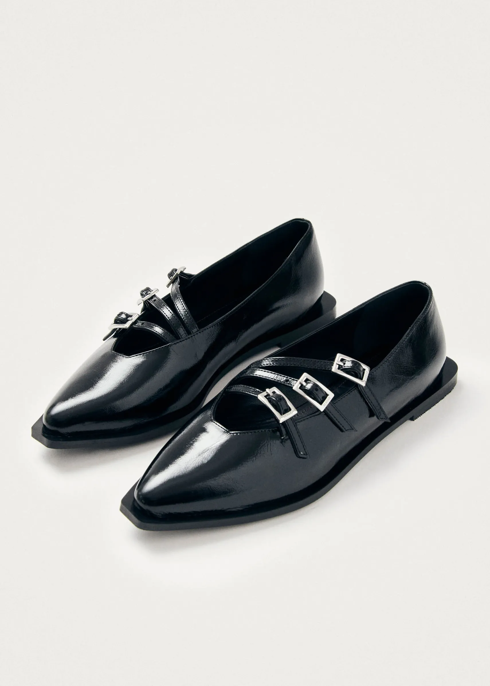 ALOHAS Jive Onix Black Leather Ballet Flats