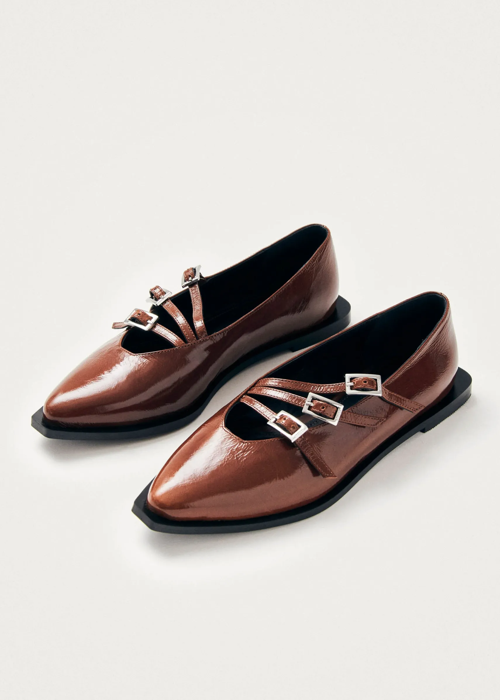 ALOHAS Jive Onix Brown Leather Ballet Flats