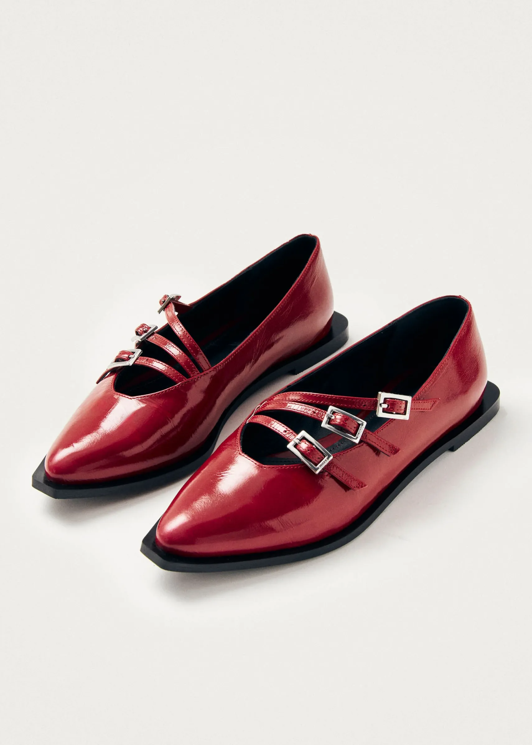 ALOHAS Jive Onix Red Leather Ballet Flats