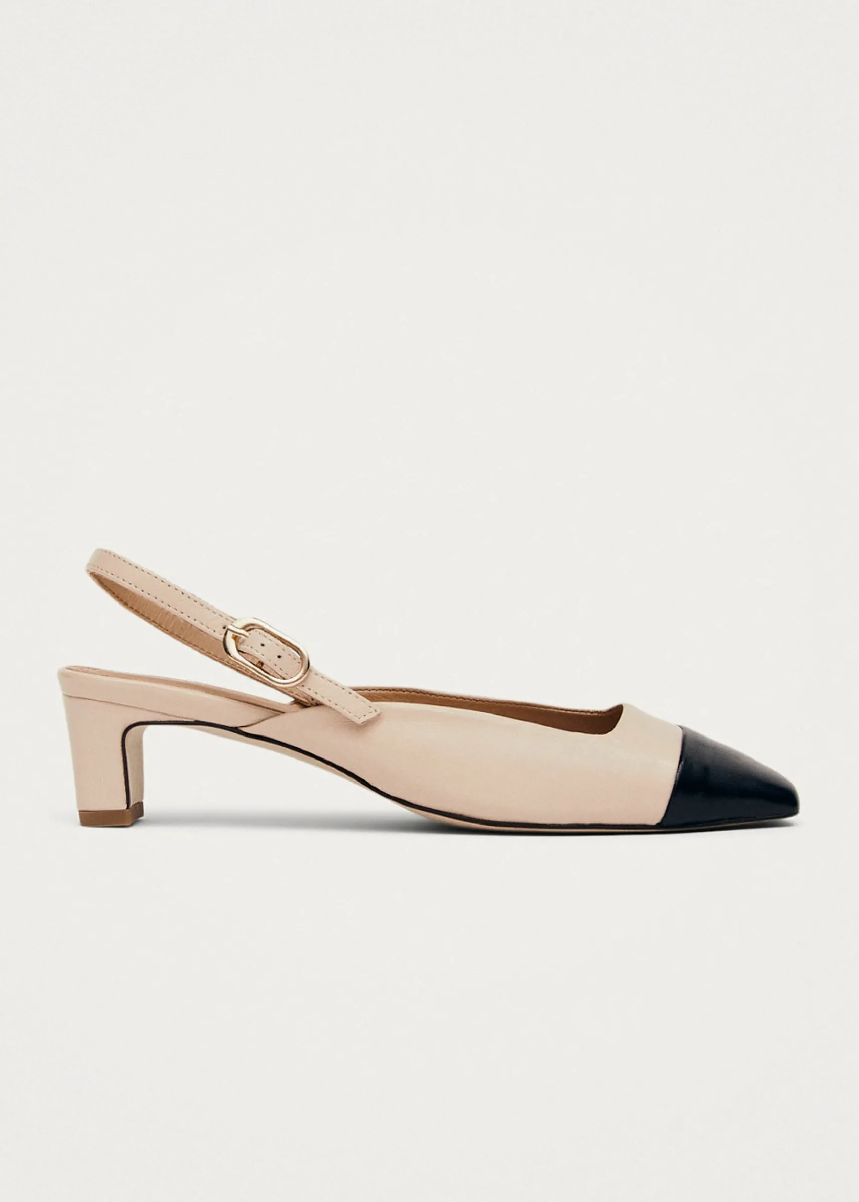 ALOHAS Lindy Bicolor Cream Black Leather Pumps