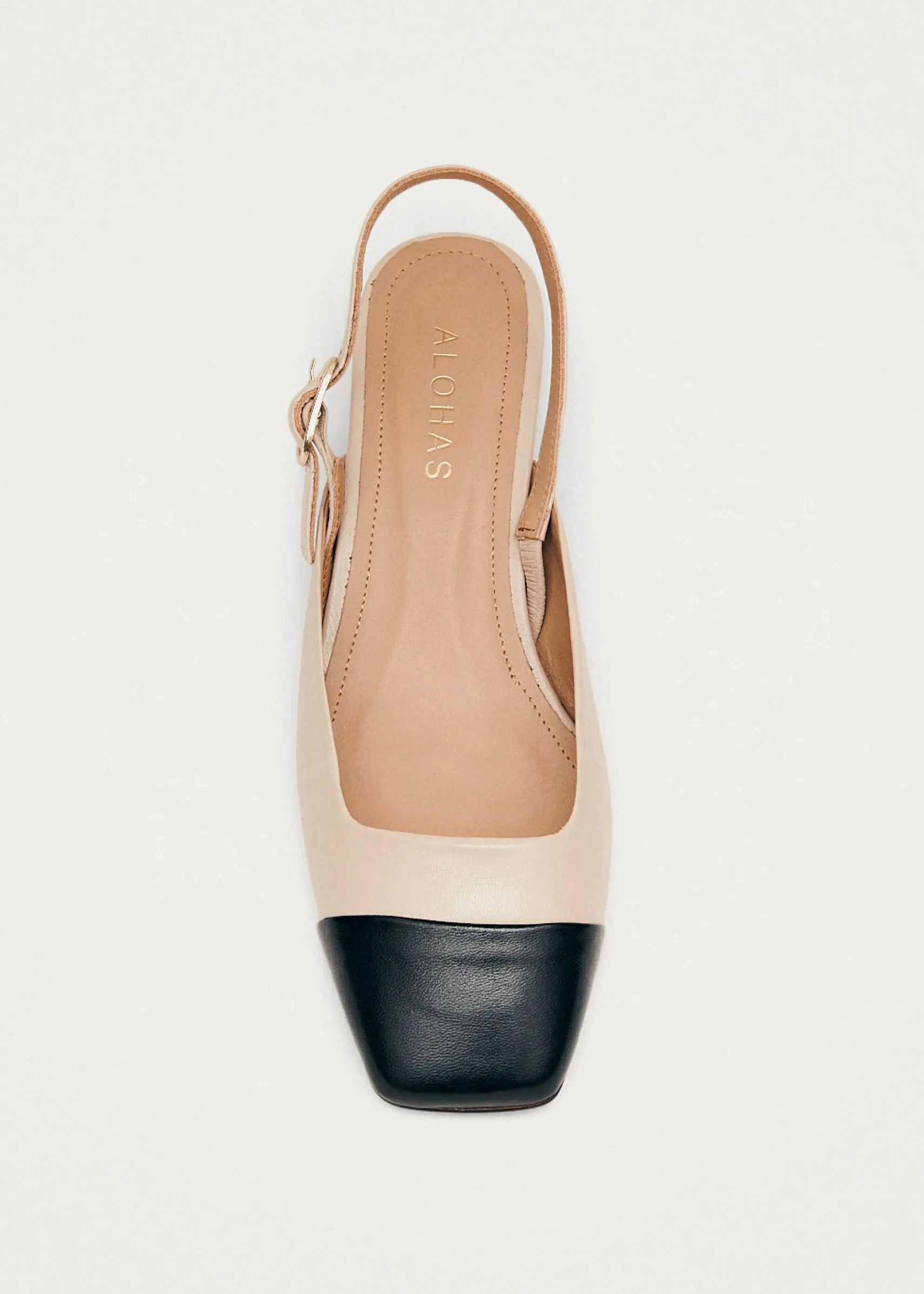 ALOHAS Lindy Bicolor Cream Black Leather Pumps