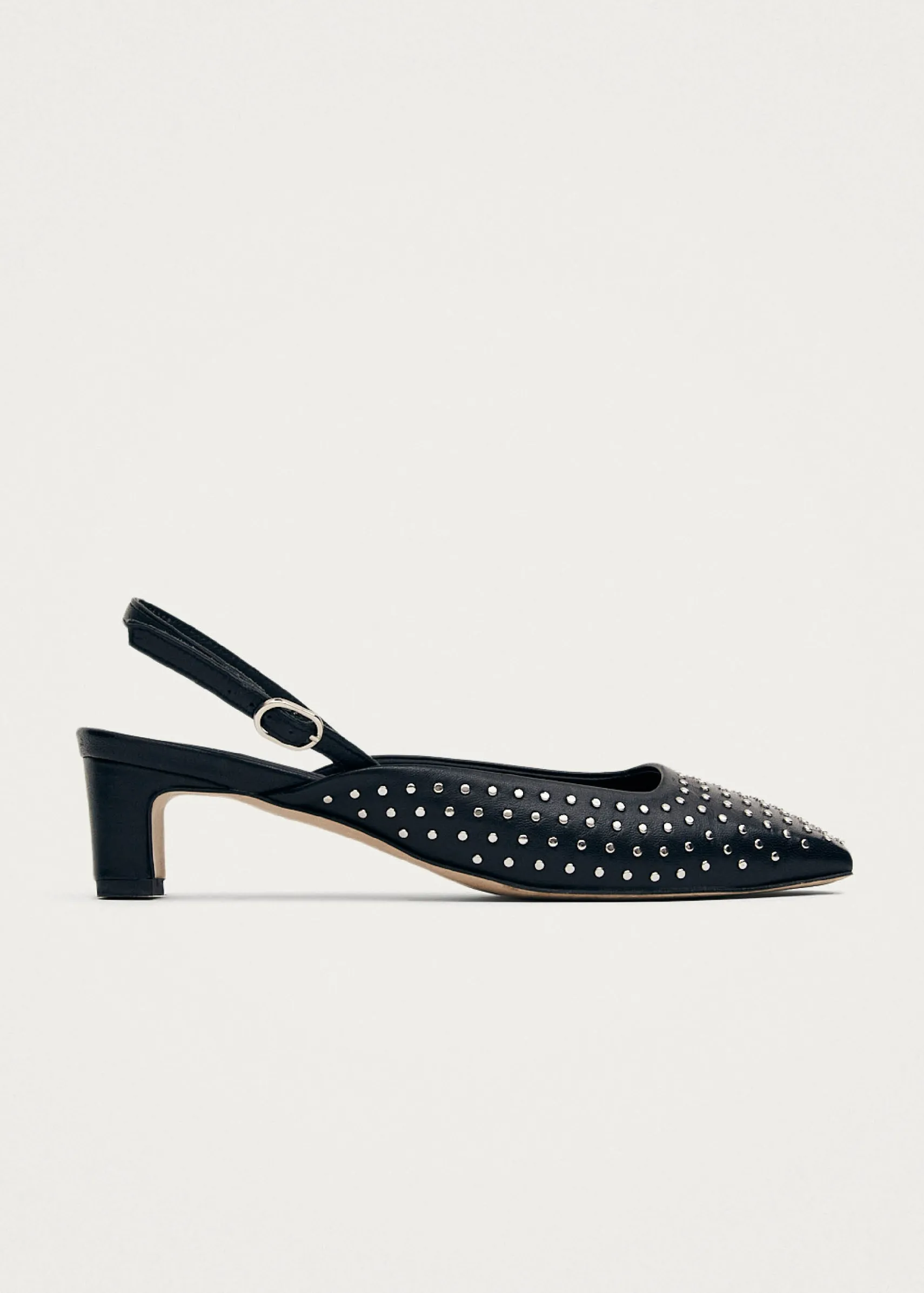 ALOHAS Lindy Studs Black Leather Pumps