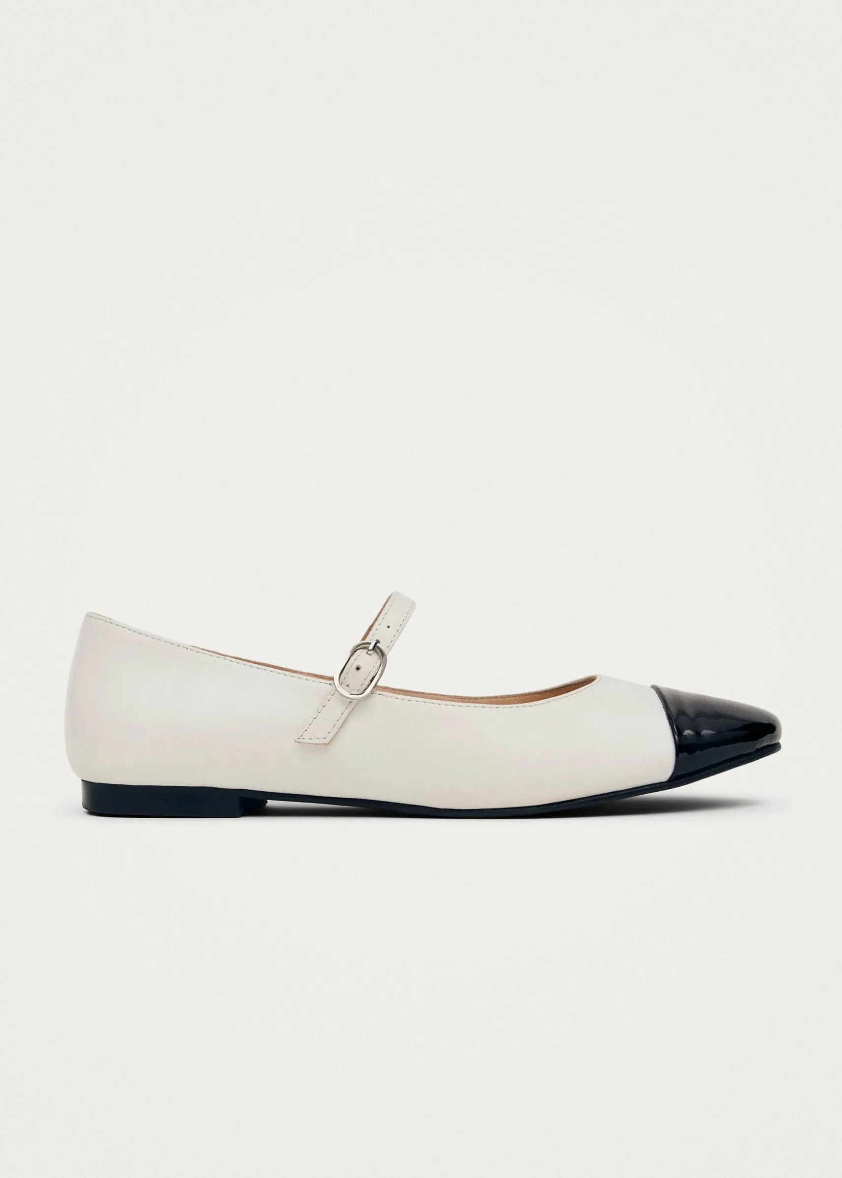 ALOHAS Musa Bicolor Black Cream Leather Ballet Flats