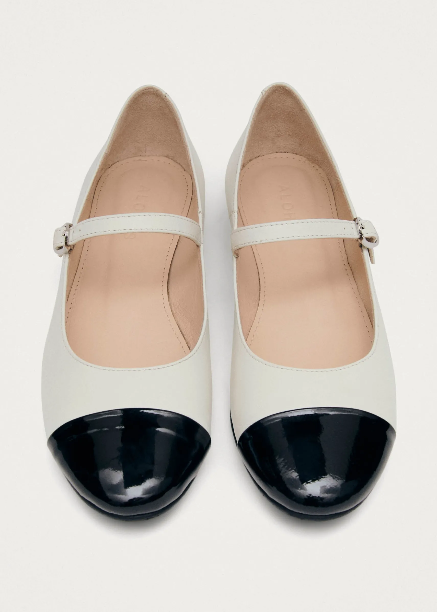 ALOHAS Musa Bicolor Black Cream Leather Ballet Flats