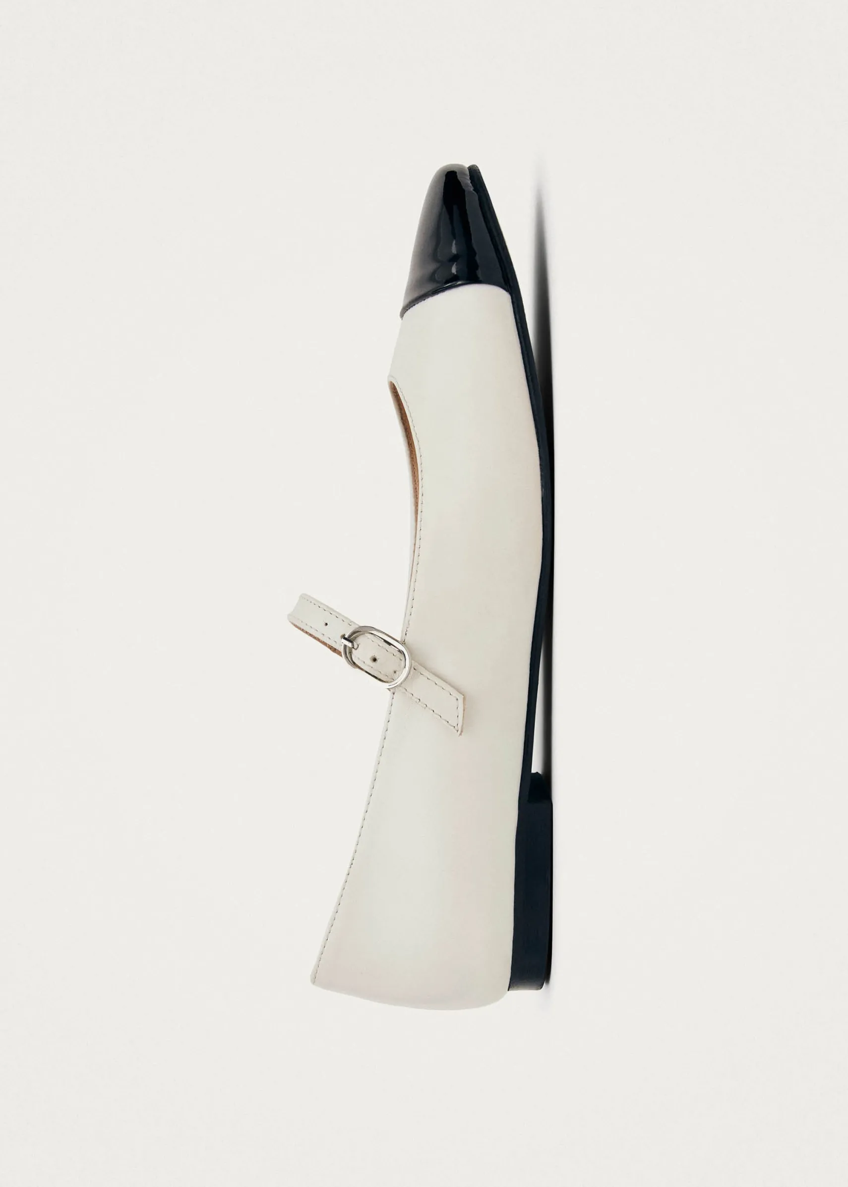 ALOHAS Musa Bicolor Black Cream Leather Ballet Flats
