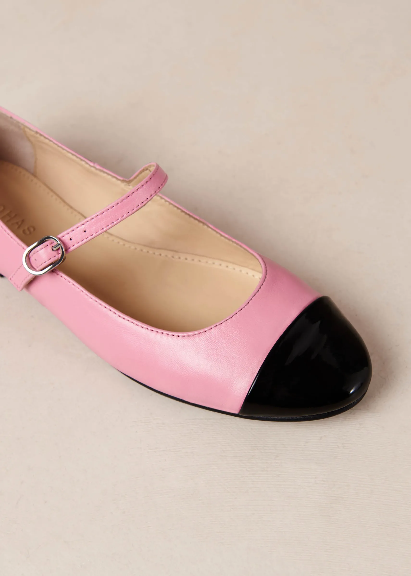 ALOHAS Musa Bicolor Black Pink Leather Ballet Flats