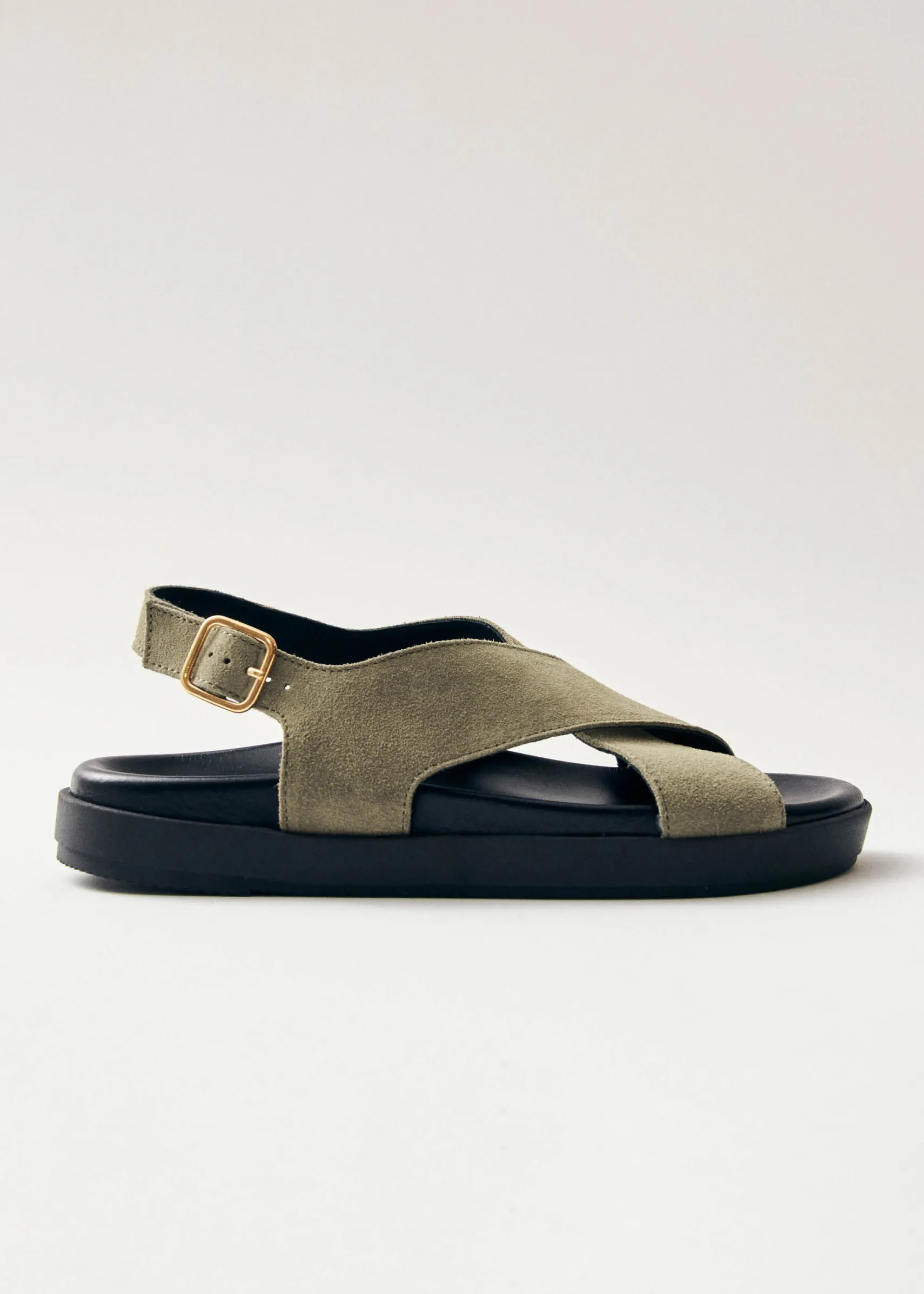 ALOHAS Nico Suede Khaki Leather Sandals