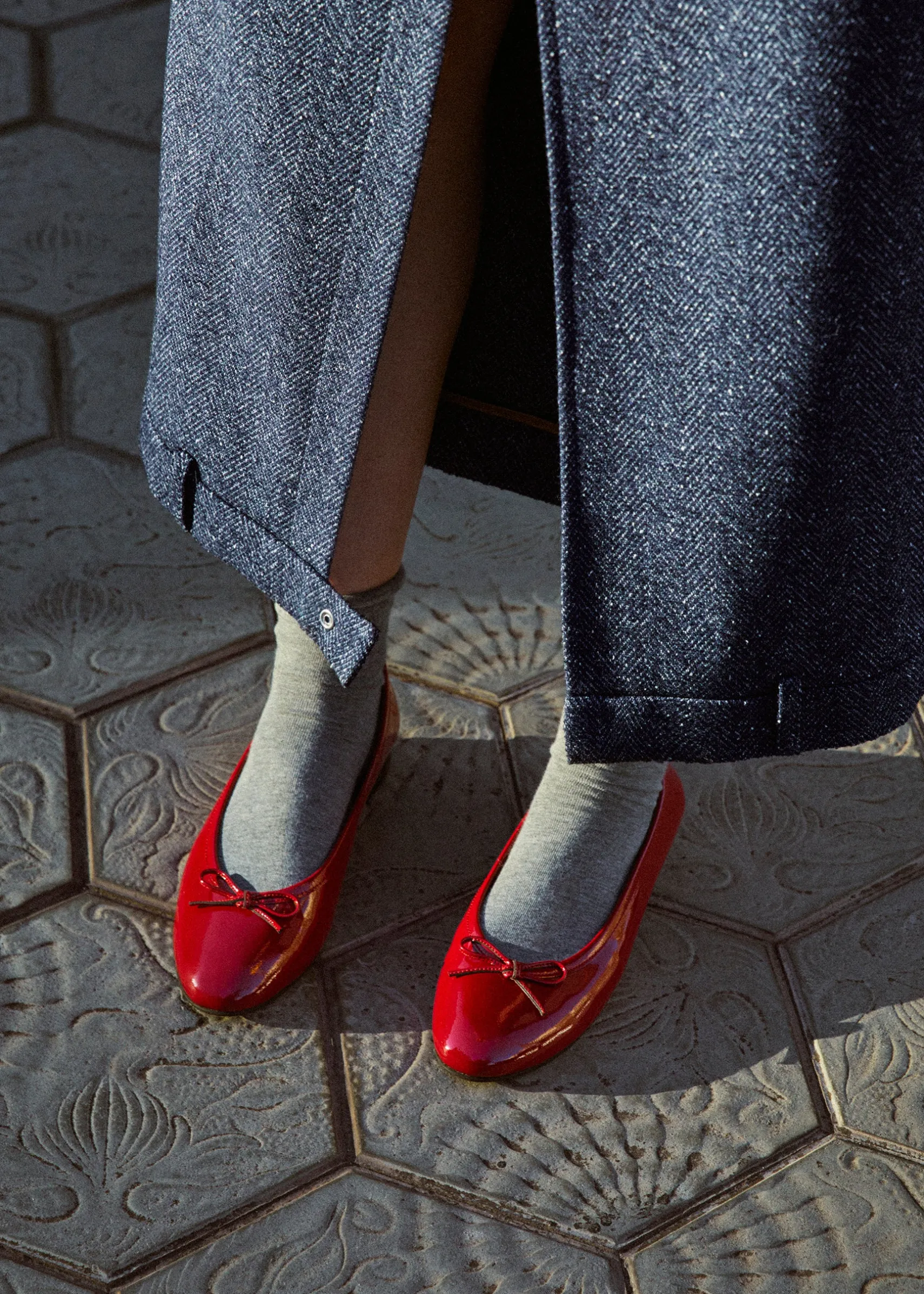 ALOHAS Oriana Onix Red Leather Ballet Flats