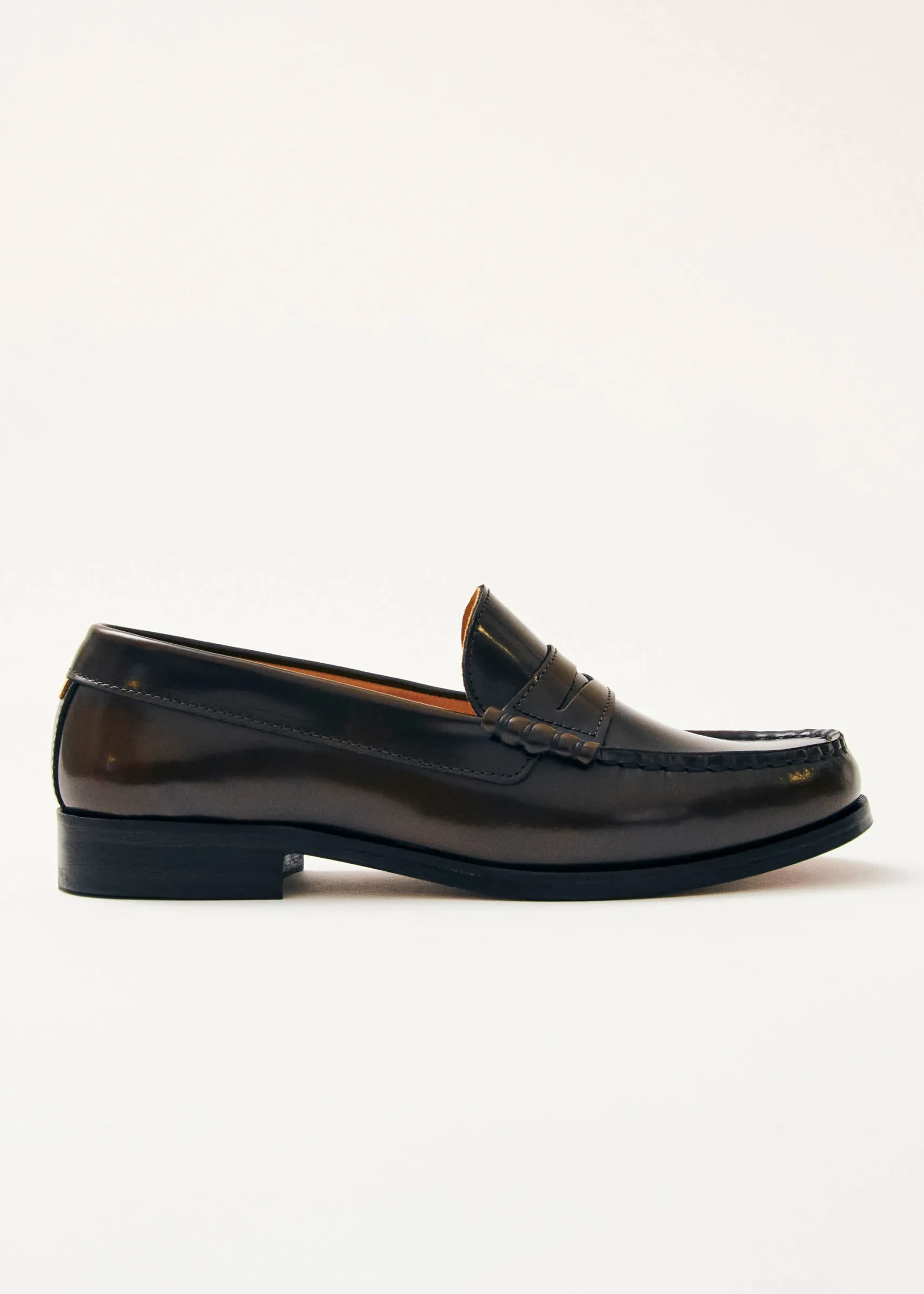 ALOHAS Rivet Brushed Coffee Brown Leather Loafers