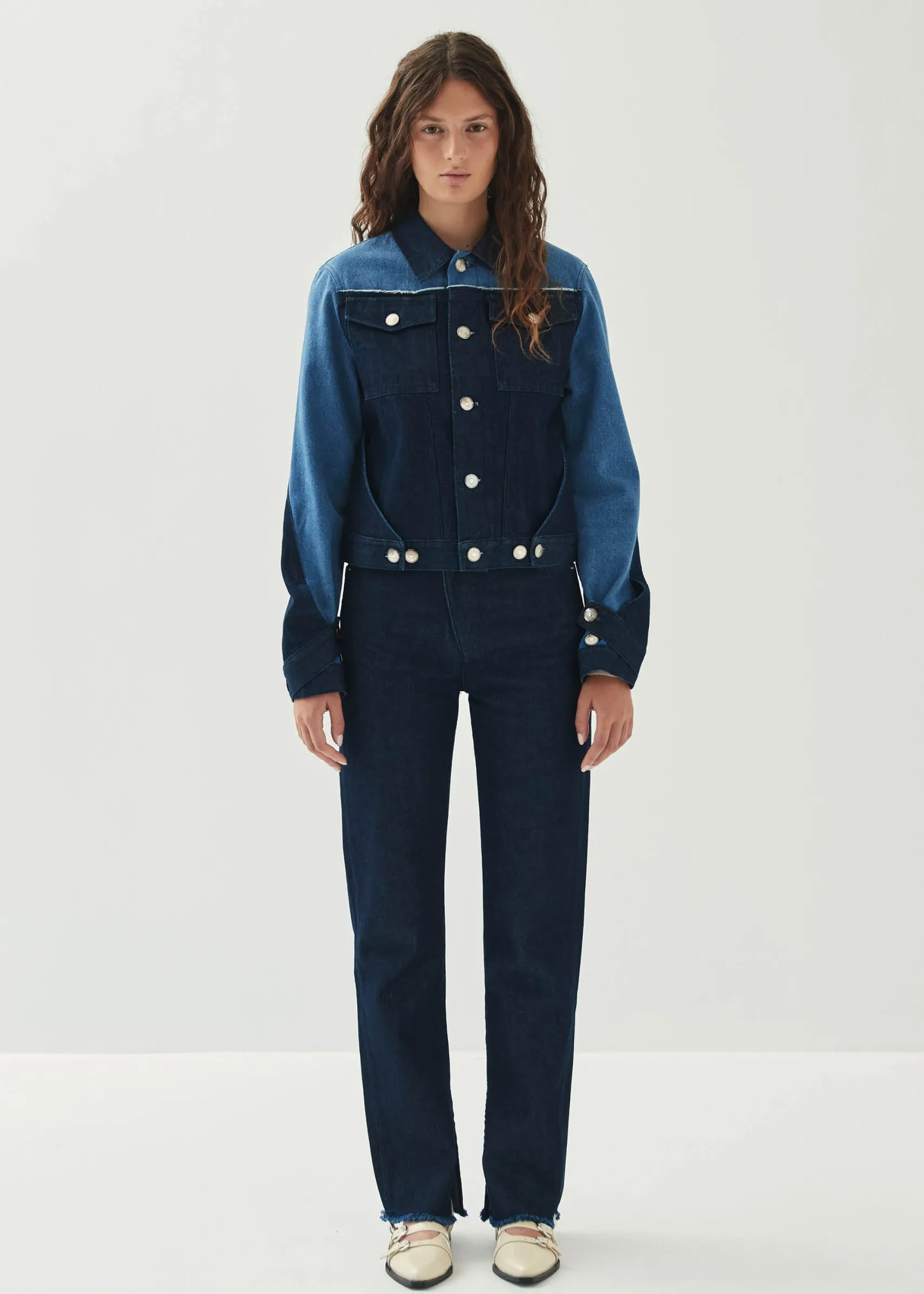 ALOHAS Sand Bicolor Indigo Denim Jacket