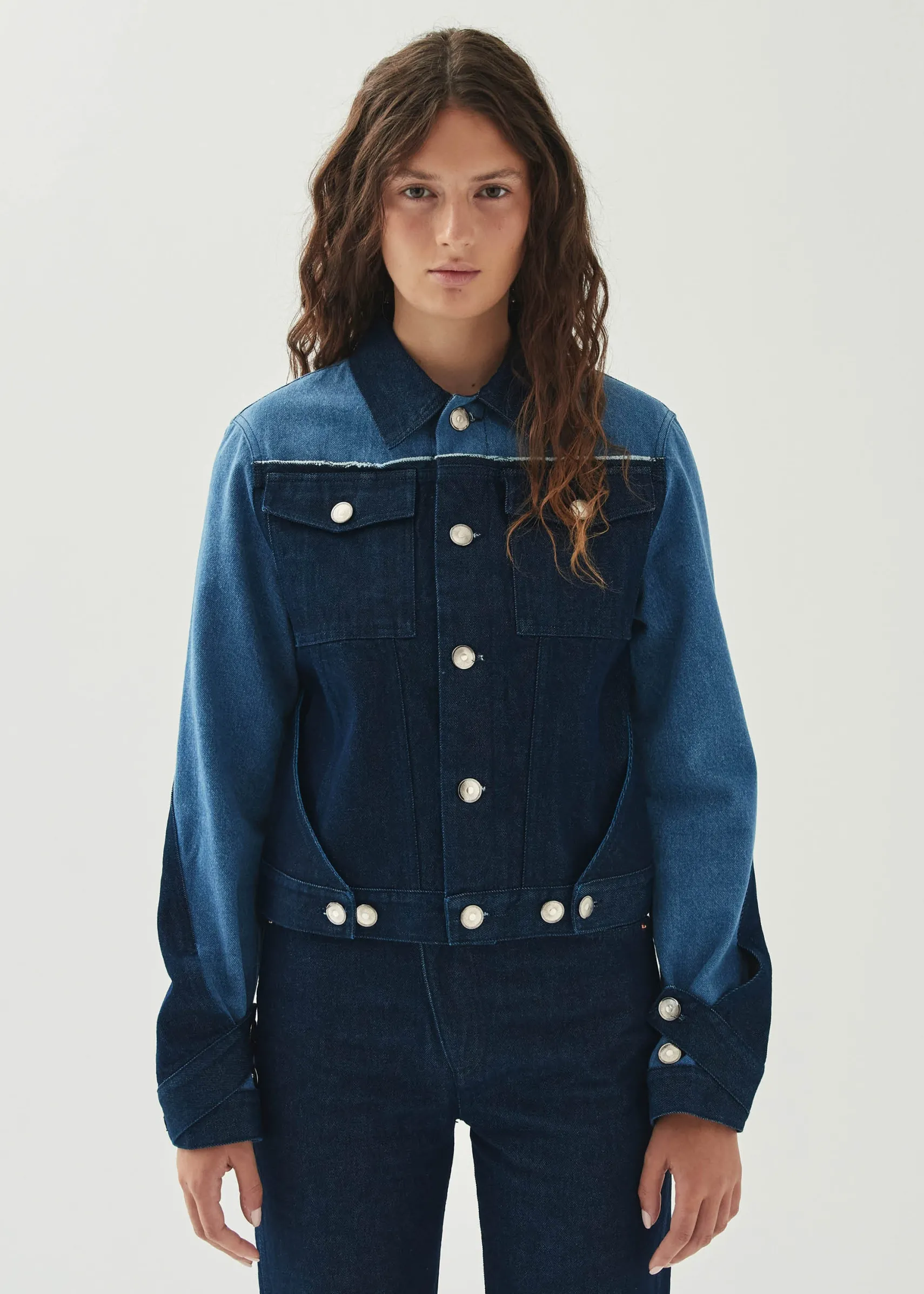 ALOHAS Sand Bicolor Indigo Denim Jacket