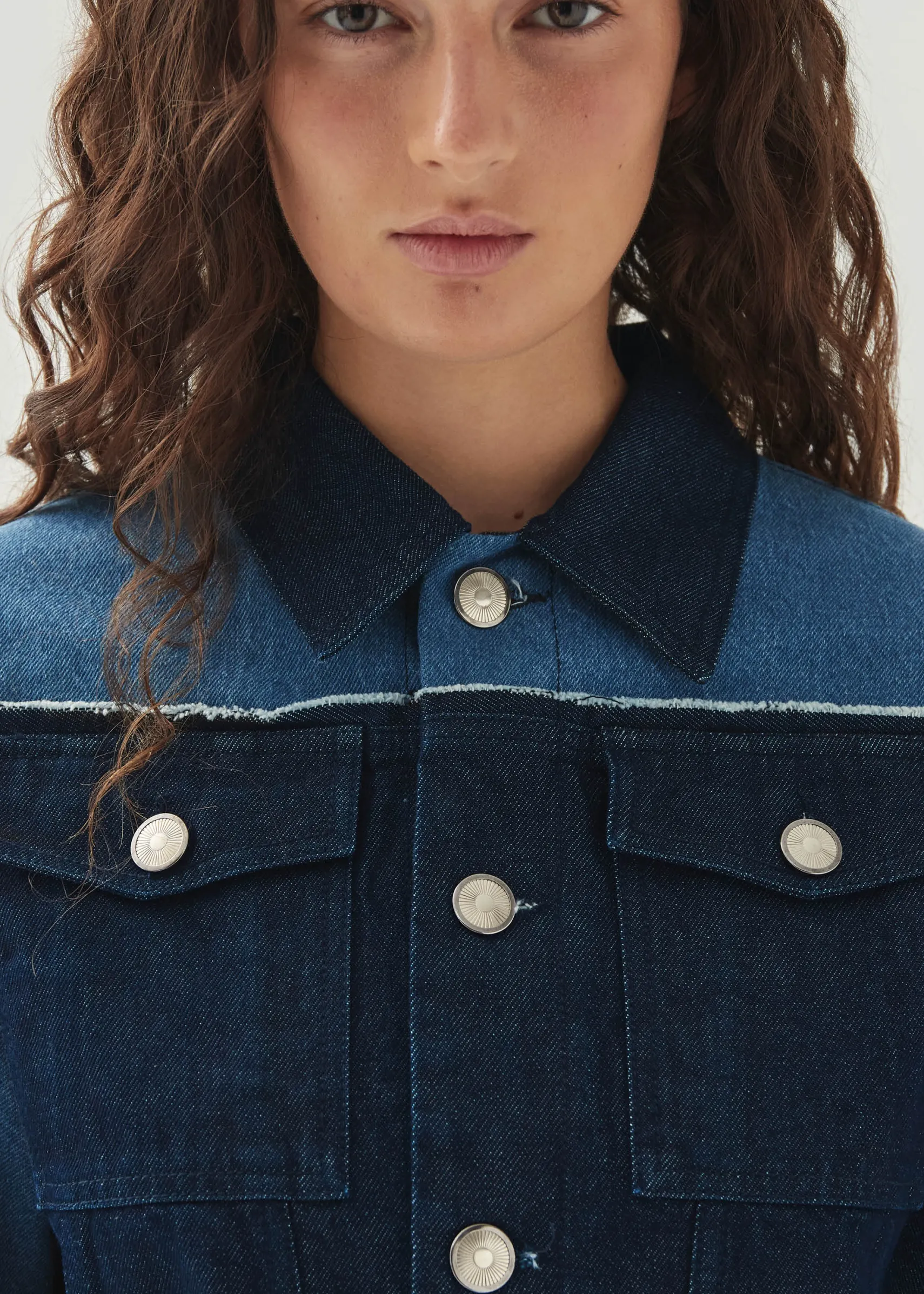 ALOHAS Sand Bicolor Indigo Denim Jacket