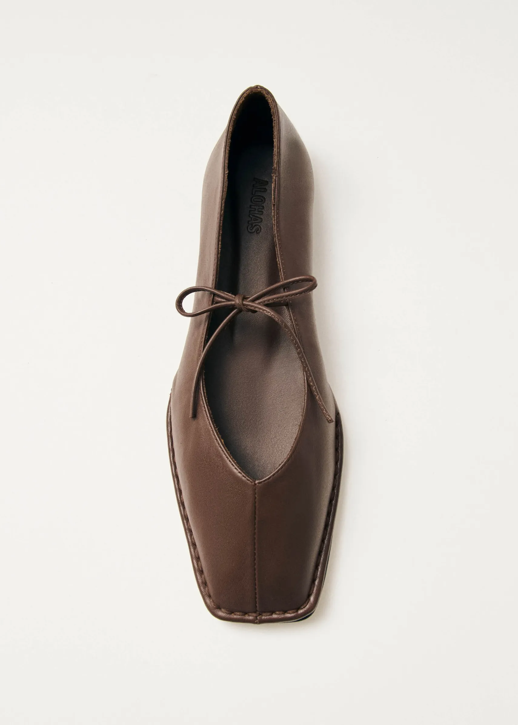 ALOHAS Sway Chestnut Brown Leather Ballet Flats