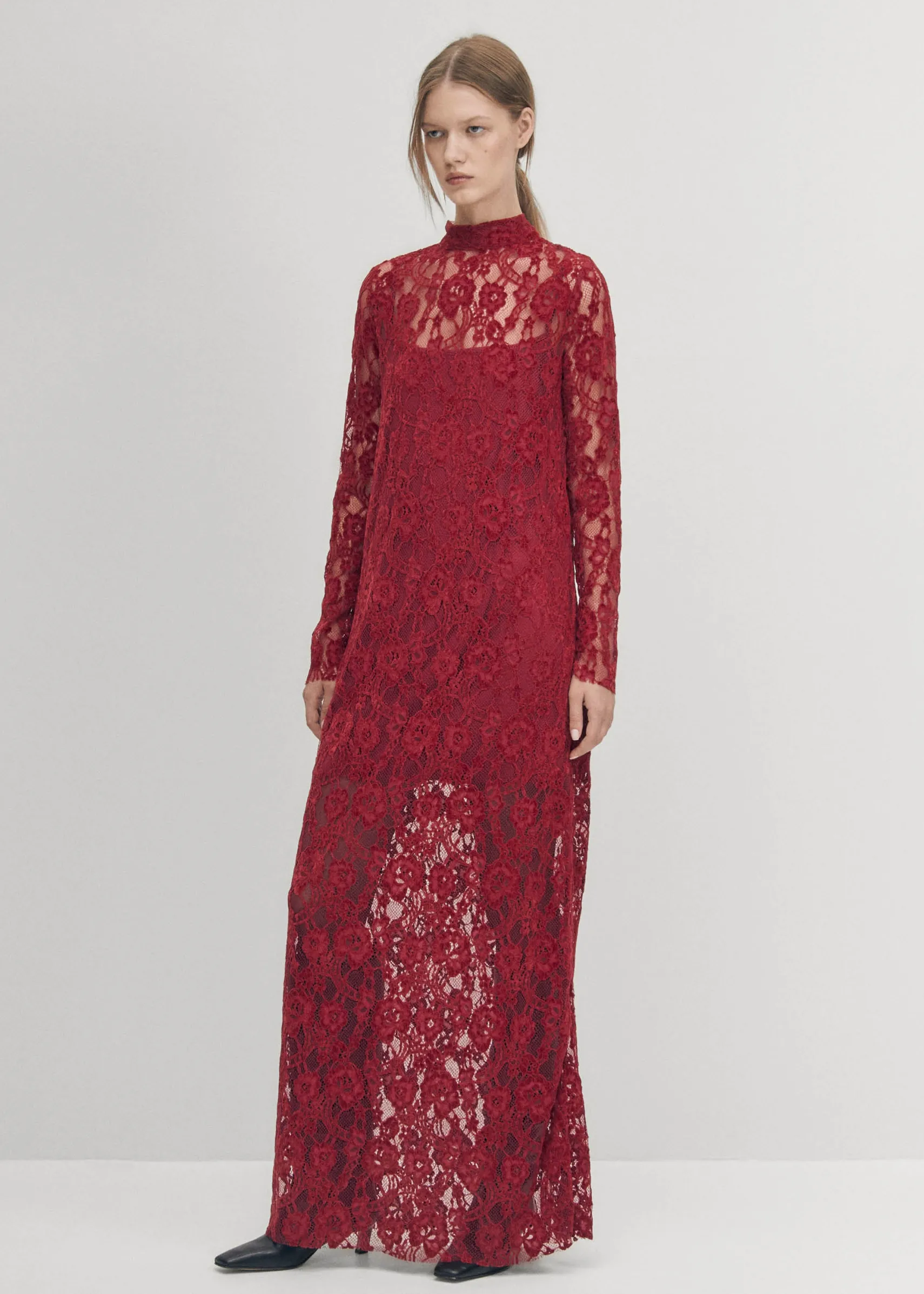 ALOHAS Tiban Lace Wine Dress