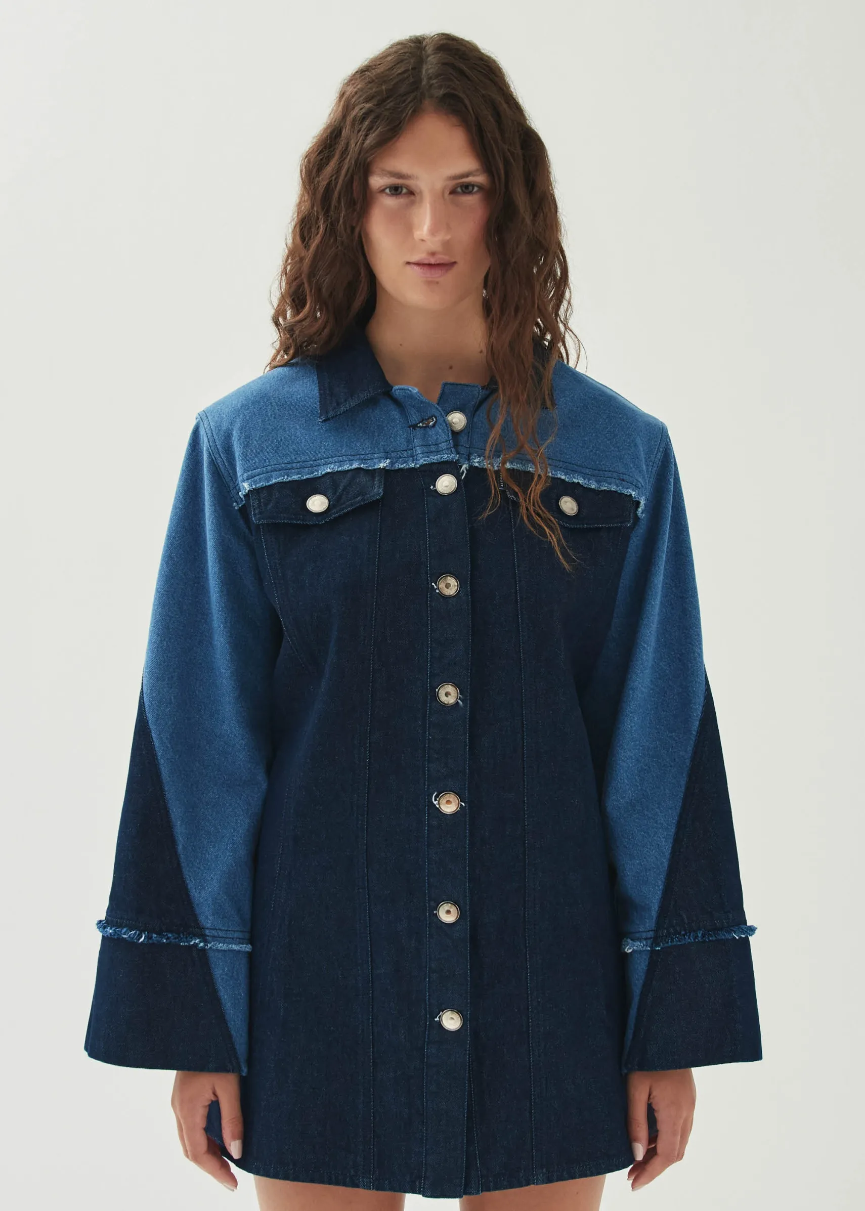 ALOHAS Veden Bicolor Indigo Denim Dress