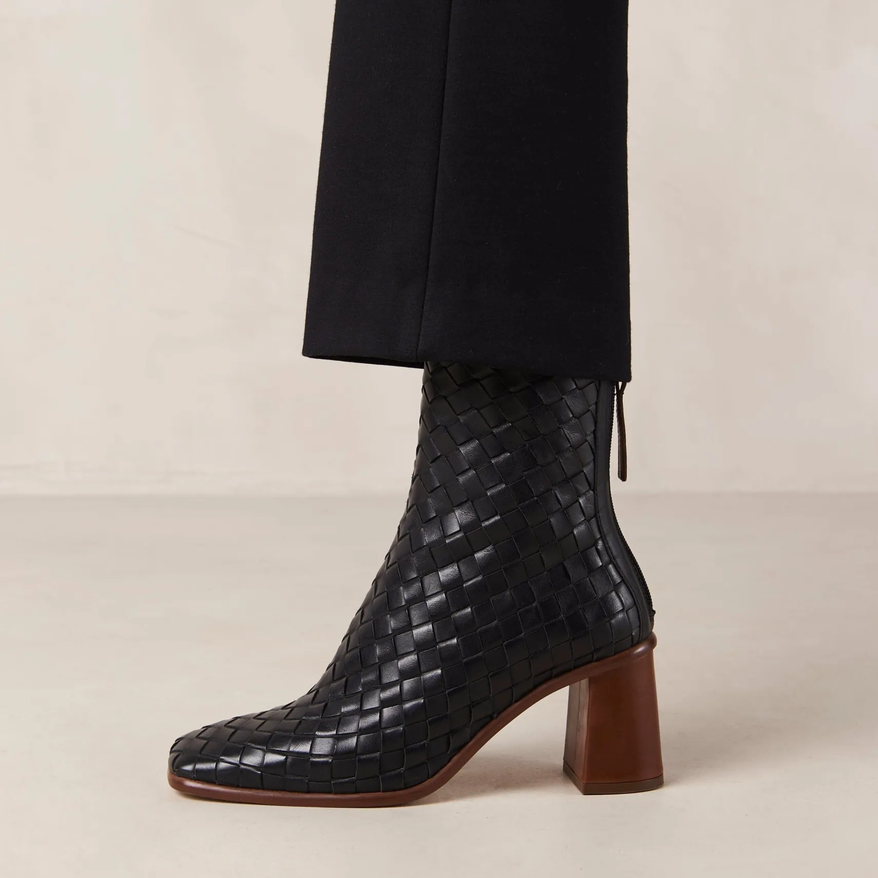 ALOHAS West Braided Black Leather Ankle Boots