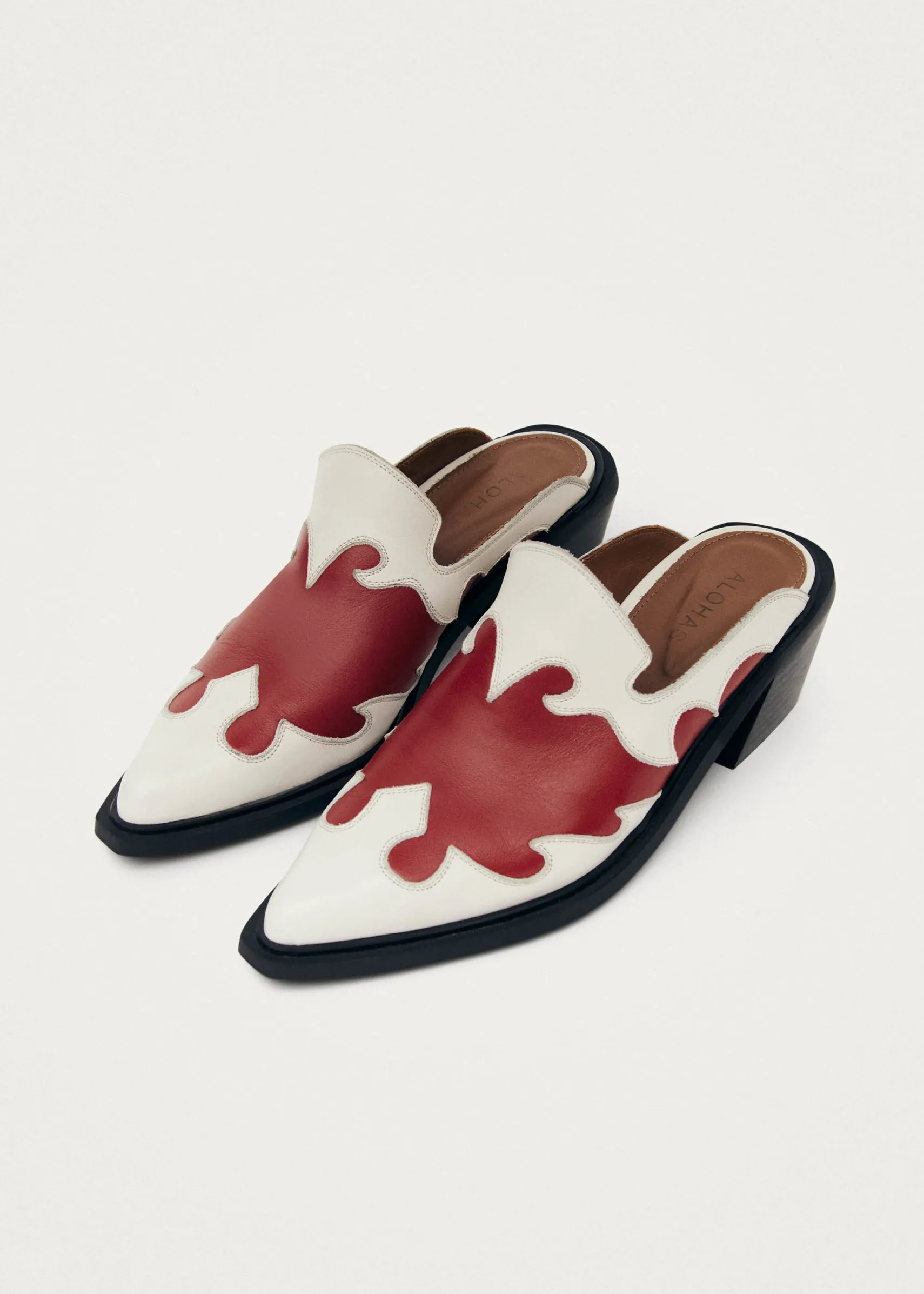 ALOHAS Weston Bicolor Cream Leather Mules