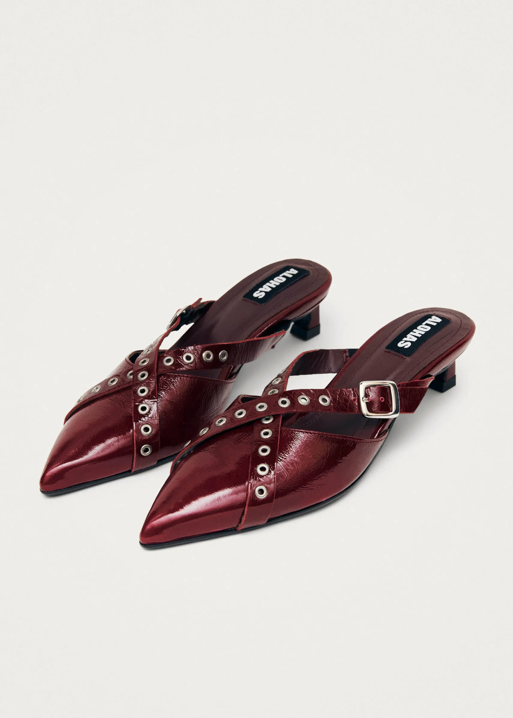 ALOHAS Zyra Onix Burgundy Leather Mules